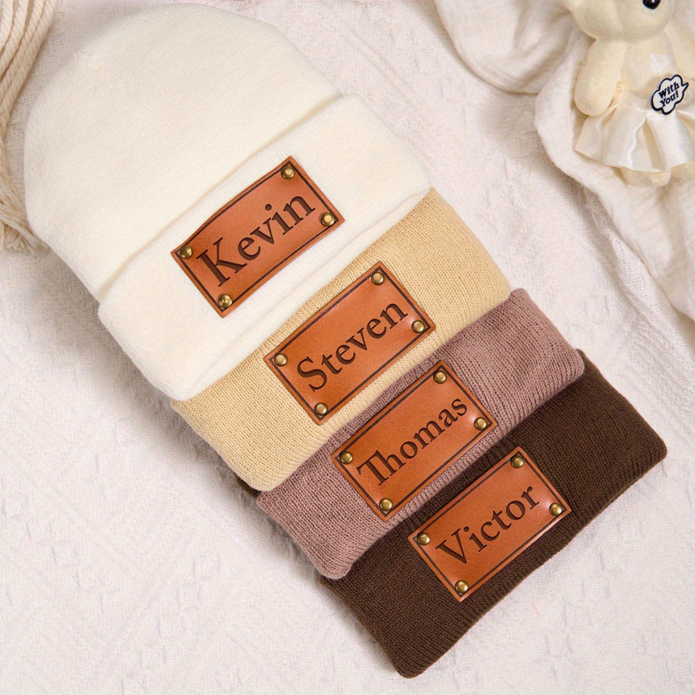 Custom Leather Patch Beanie Cu - огляд і ціна Beanie Cuffed Knit