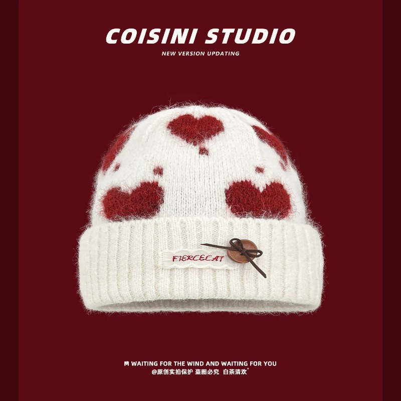 Sweet Heart Pattern Jacquard F - огляд і ціна Beanie Cuffed Knit