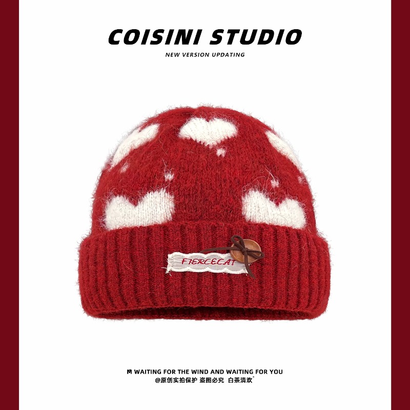 Sweet Heart Pattern Jacquard F - огляд і ціна Beanie Cuffed Knit