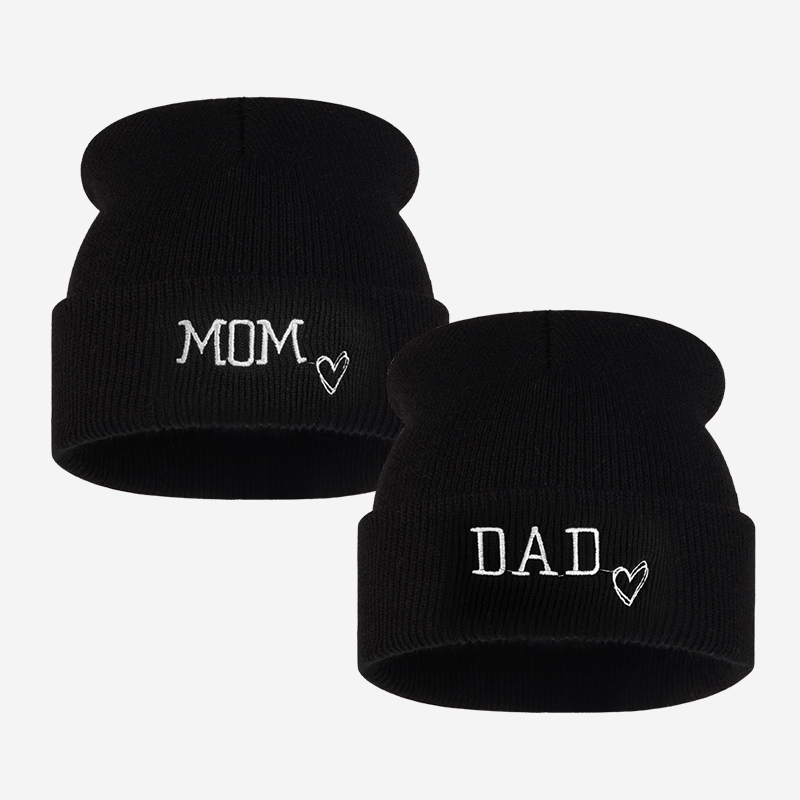 2pc Adult MOM DAD Embroidery M - огляд і ціна Beanie Cuffed Knit