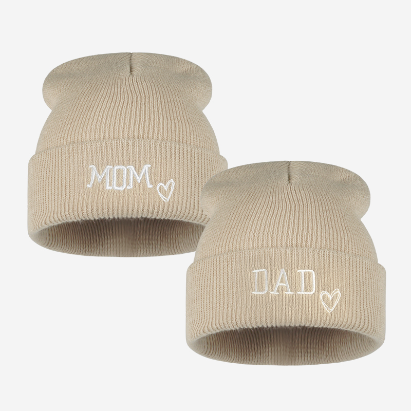 2pc Adult MOM DAD Embroidery M - огляд і ціна Beanie Cuffed Knit