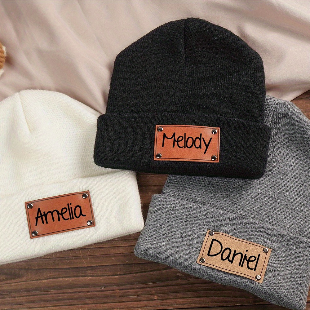 Custom Name Leather Label Knit - огляд і ціна Beanie Cuffed Knit